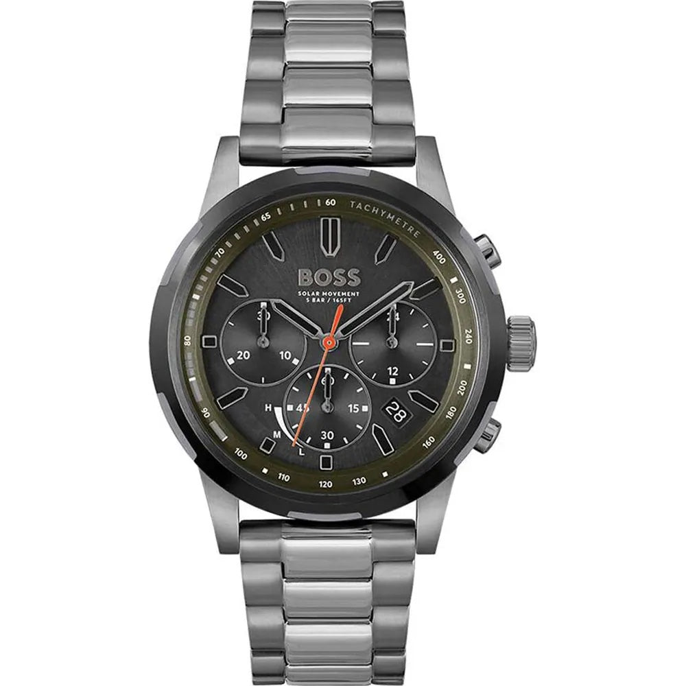 Hugo Boss Solgrade 1514034 Grey IP Solar Chronograph Men's Watch