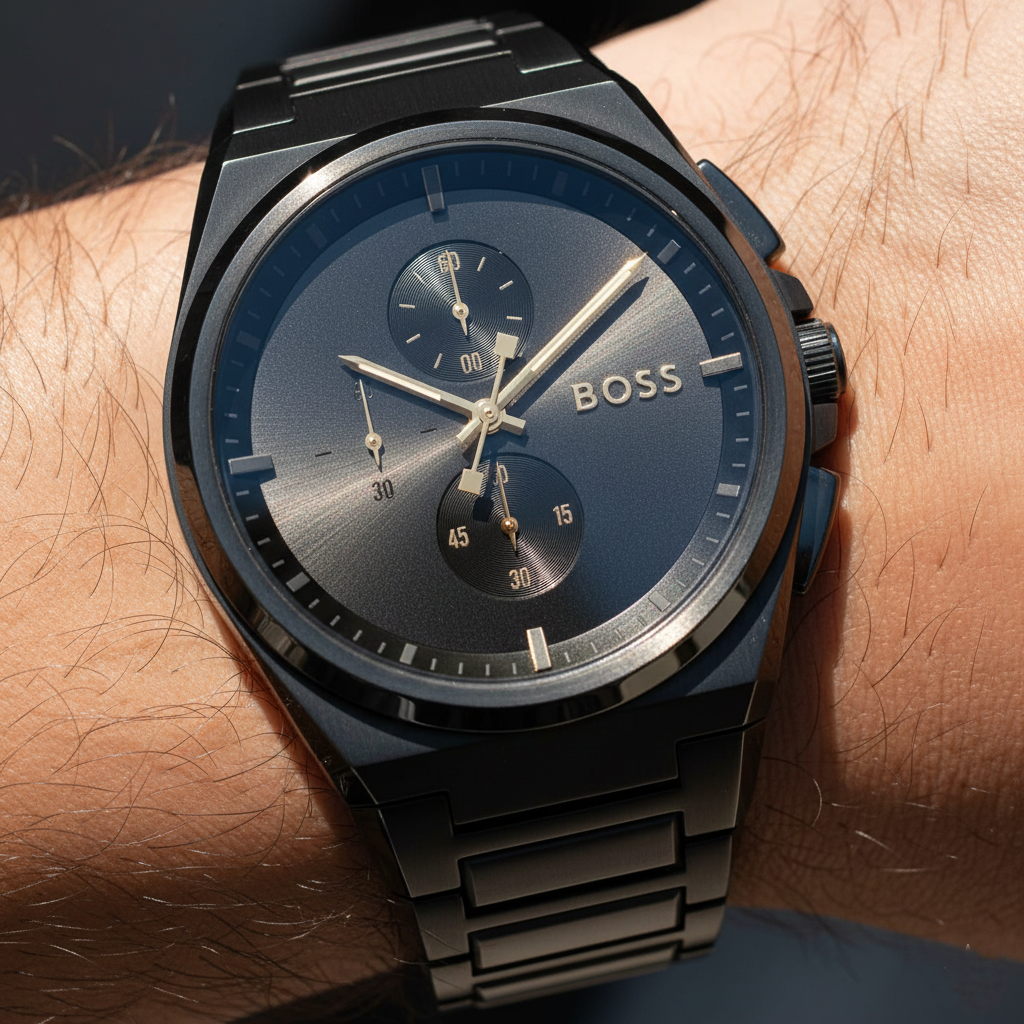 Hugo Boss Steer 1514068 Silver-Tone Grey Dial Chronograph Men's Watch