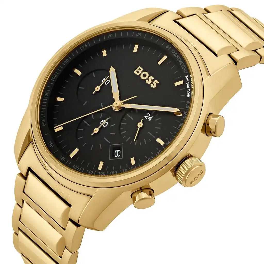 Hugo Boss Trace 1514006 Gold-Tone Black Dial Chronograph Men's Watch