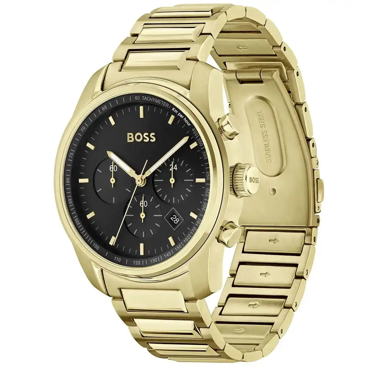 Hugo Boss Trace 1514006 Gold-Tone Black Dial Chronograph Men's Watch