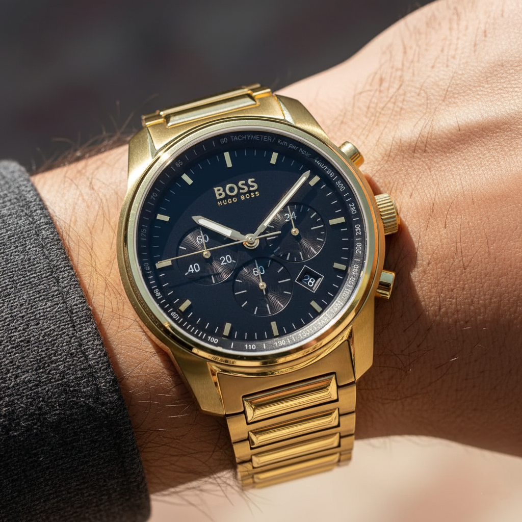 Hugo Boss Trace 1514006 Gold-Tone Black Dial Chronograph Men's Watch
