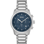 Hugo Boss Trace 1514007 Silver-Tone Blue Dial Chronograph Men's Watch
