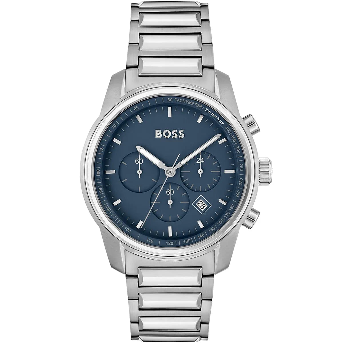 Hugo Boss Trace 1514007 Silver-Tone Blue Dial Chronograph Men's Watch