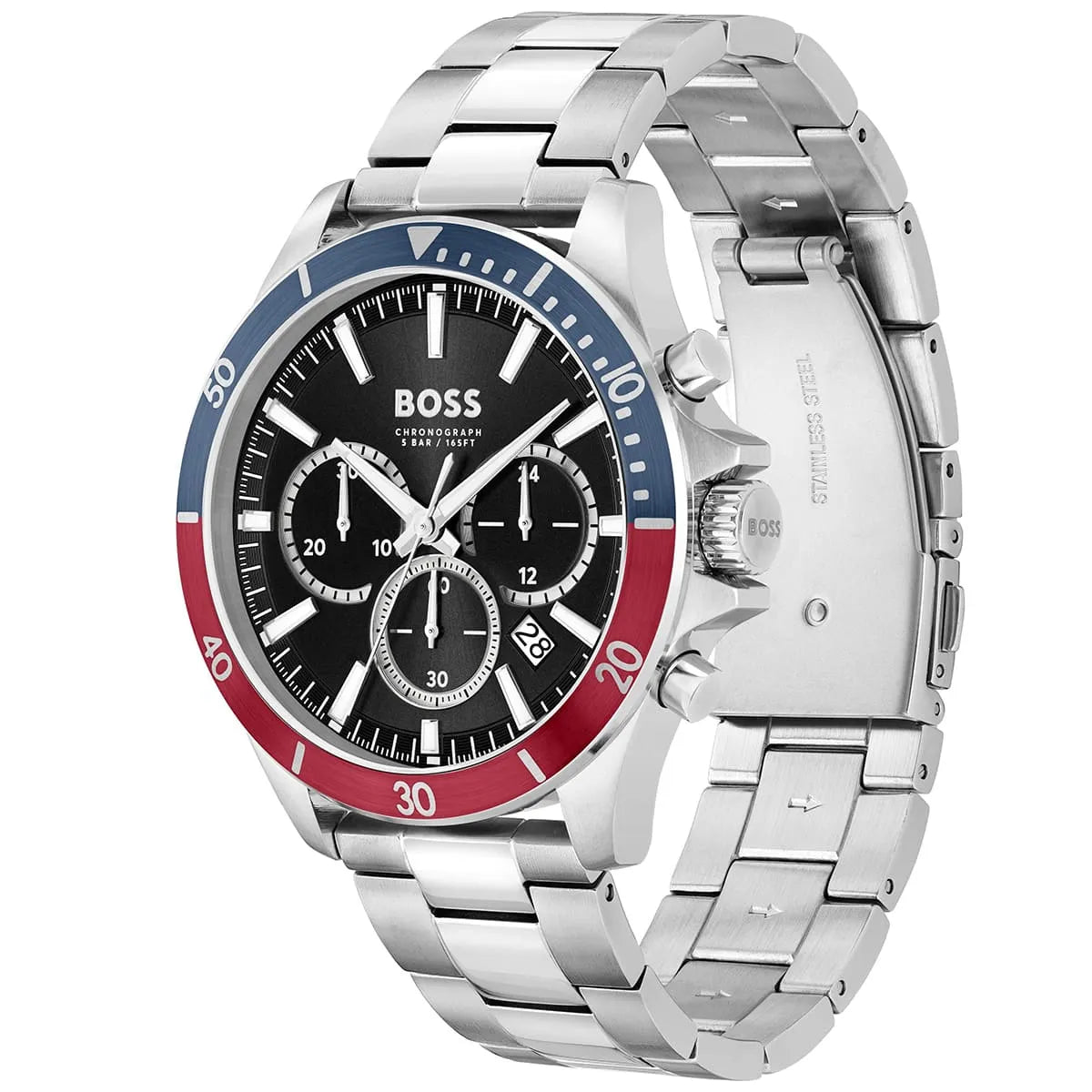 Hugo Boss Troper 1514108 Silver-Tone Pepsi Bezel Chronograph Men's Watch