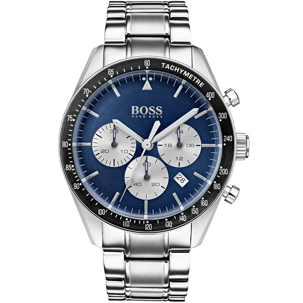 Hugo Boss Trophy 1513630 Silver Stainless Steel Blue Dial Chronograph Watch