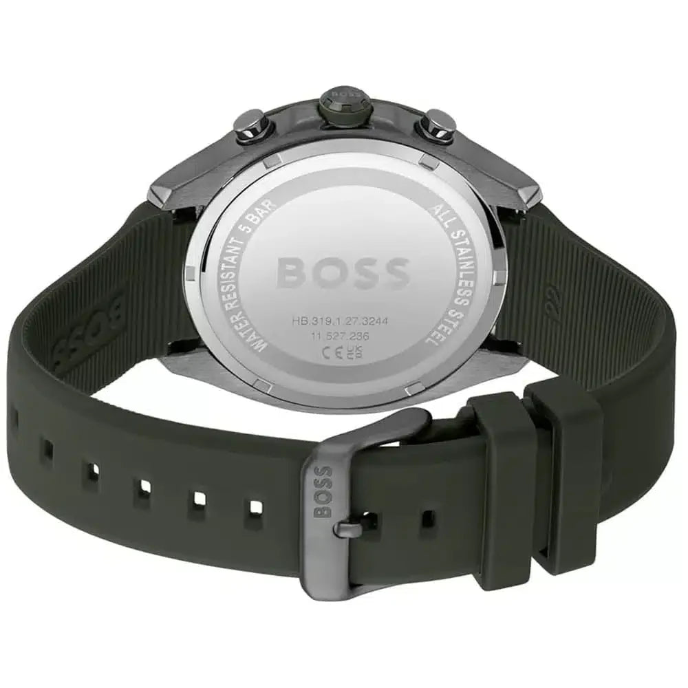 Hugo Boss Velocity 1514060 Green IP Green Rubber Strap Chronograph Men's Watch