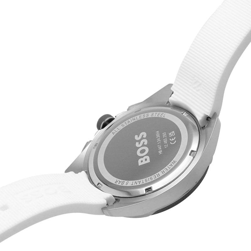 Hugo Boss Volane 1513948 White Rubber Grey Dial Blue Accents Watch