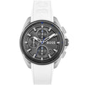 Hugo Boss Volane 1513948 White Rubber Grey Dial Blue Accents Watch