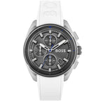 Hugo Boss Volane 1513948 White Rubber Grey Dial Blue Accents Watch