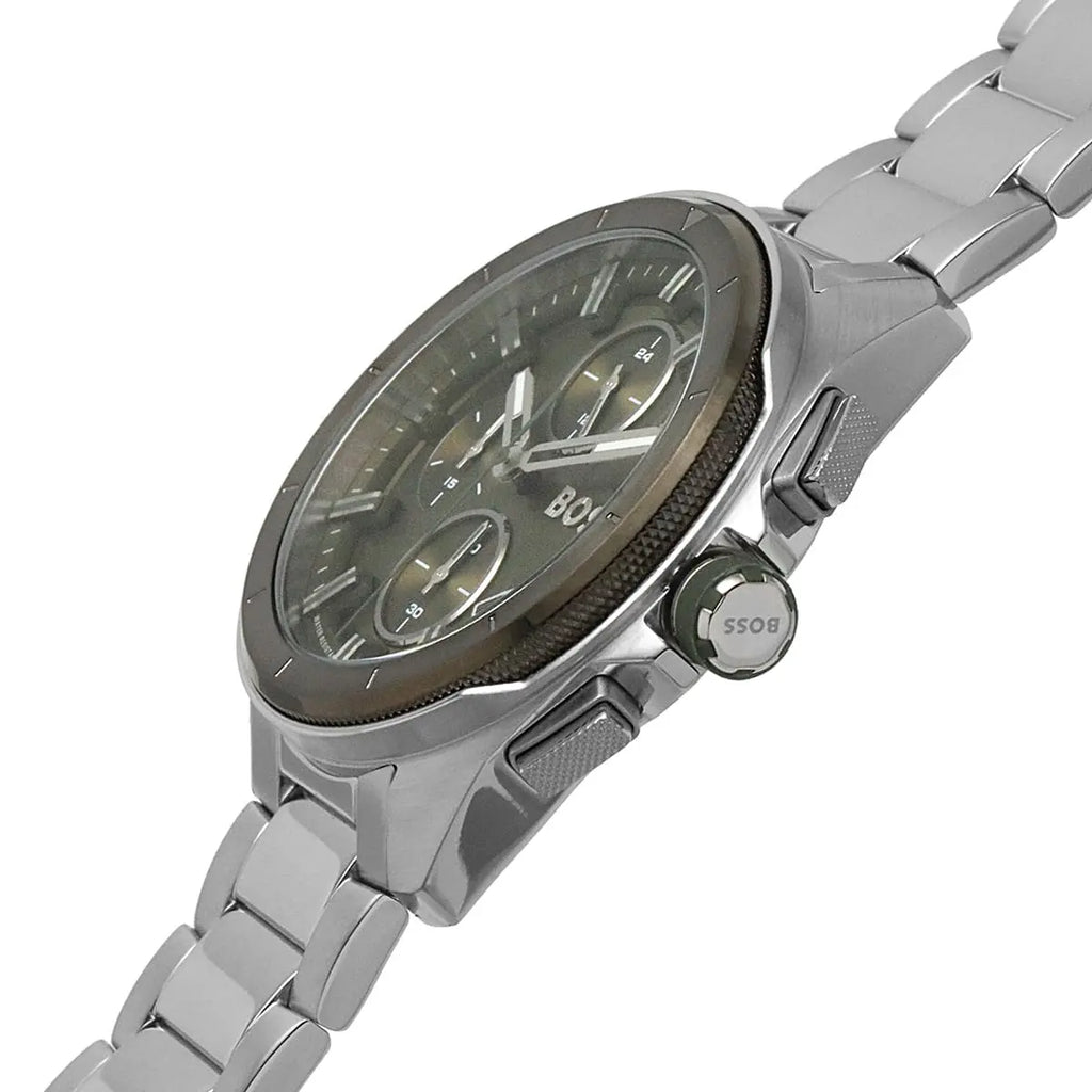 Hugo Boss Volane 1513951 Silver-Tone Olive Green Dial Chronograph Men's Watch