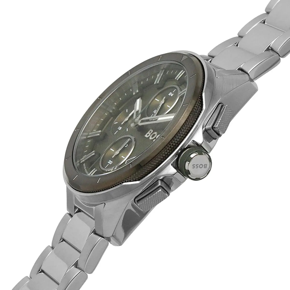 Hugo Boss Volane 1513951 Silver-Tone Olive Green Dial Chronograph Men's Watch