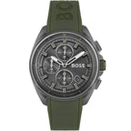 Hugo Boss Volane 1513952 Grey IP Case Green Rubber Strap Men's Watch