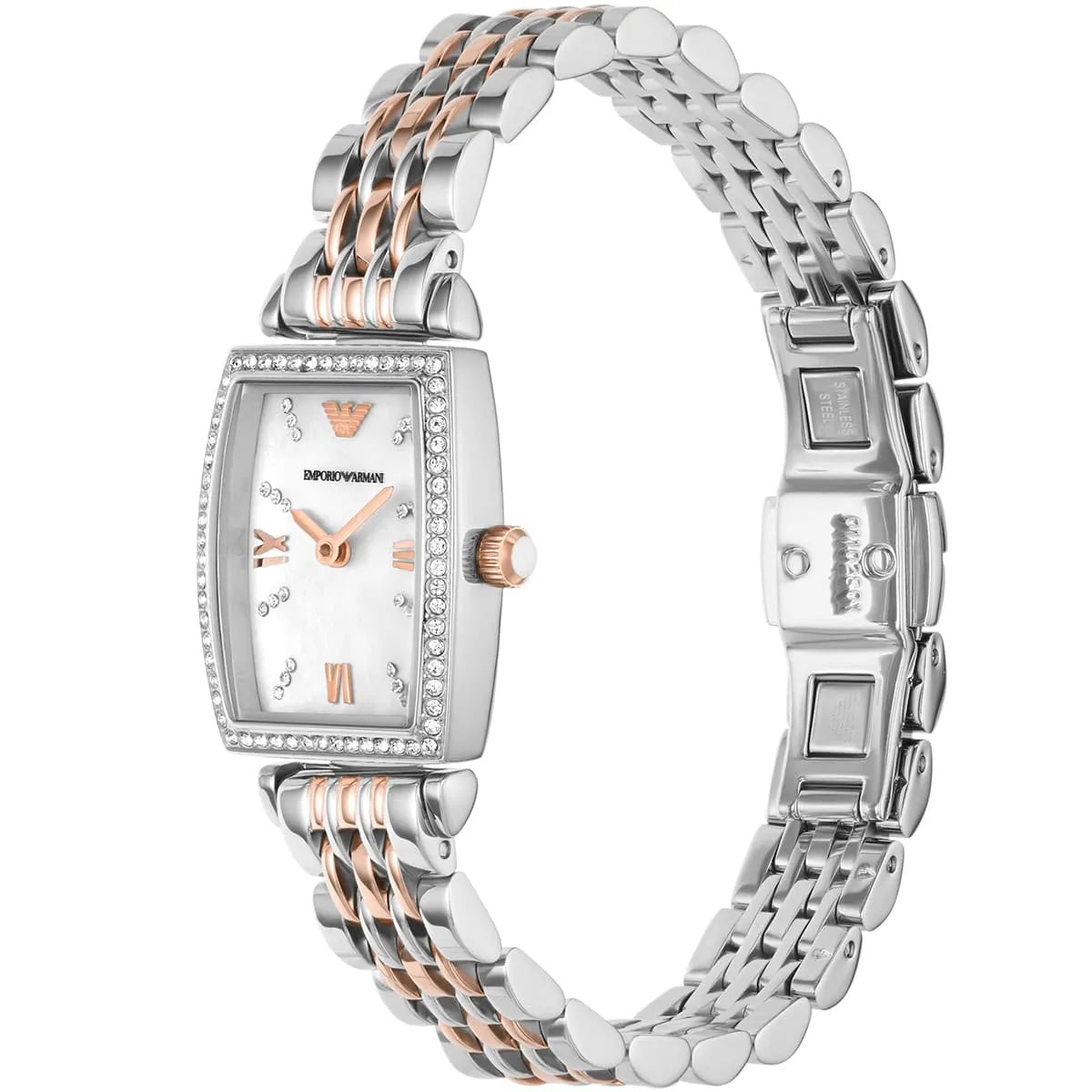 Emporio Armani AR11519 Rectangular Two-Tone Diamond Watch