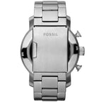 Fossil Nate JR1353 Men’s Analog Watch – 50mm Black Dial with Silver Stainless Steel Strap