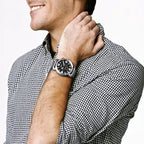 Fossil Nate JR1353 Men’s Analog Watch – 50mm Black Dial with Silver Stainless Steel Strap