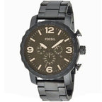 Fossil Nate JR1356 Men’s Analog Watch – 50mm Black Stainless Steel | Water Resistant