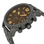 Fossil Nate JR1356 Men’s Analog Watch – 50mm Black Stainless Steel | Water Resistant