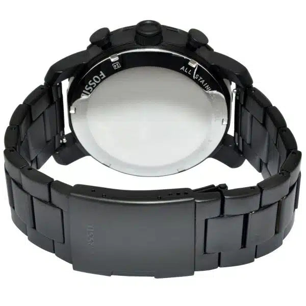 Fossil Nate JR1356 Men’s Analog Watch – 50mm Black Stainless Steel | Water Resistant