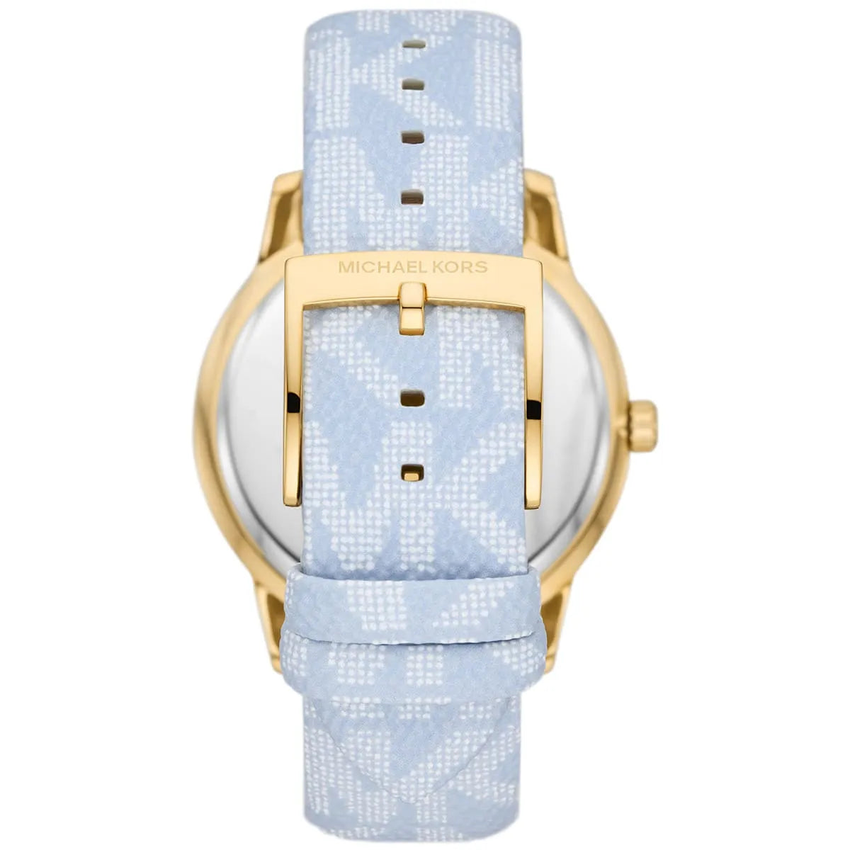Michael Kors Tibby MK2965 Gold Watch with Light Blue MK Logo Strap