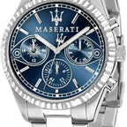 Maserati Competizione R8853100013 Silver Fluted Bezel Blue Dial Watch