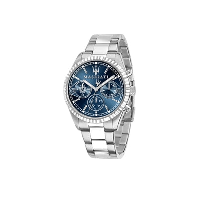 Maserati Competizione R8853100013 Silver Fluted Bezel Blue Dial Watch