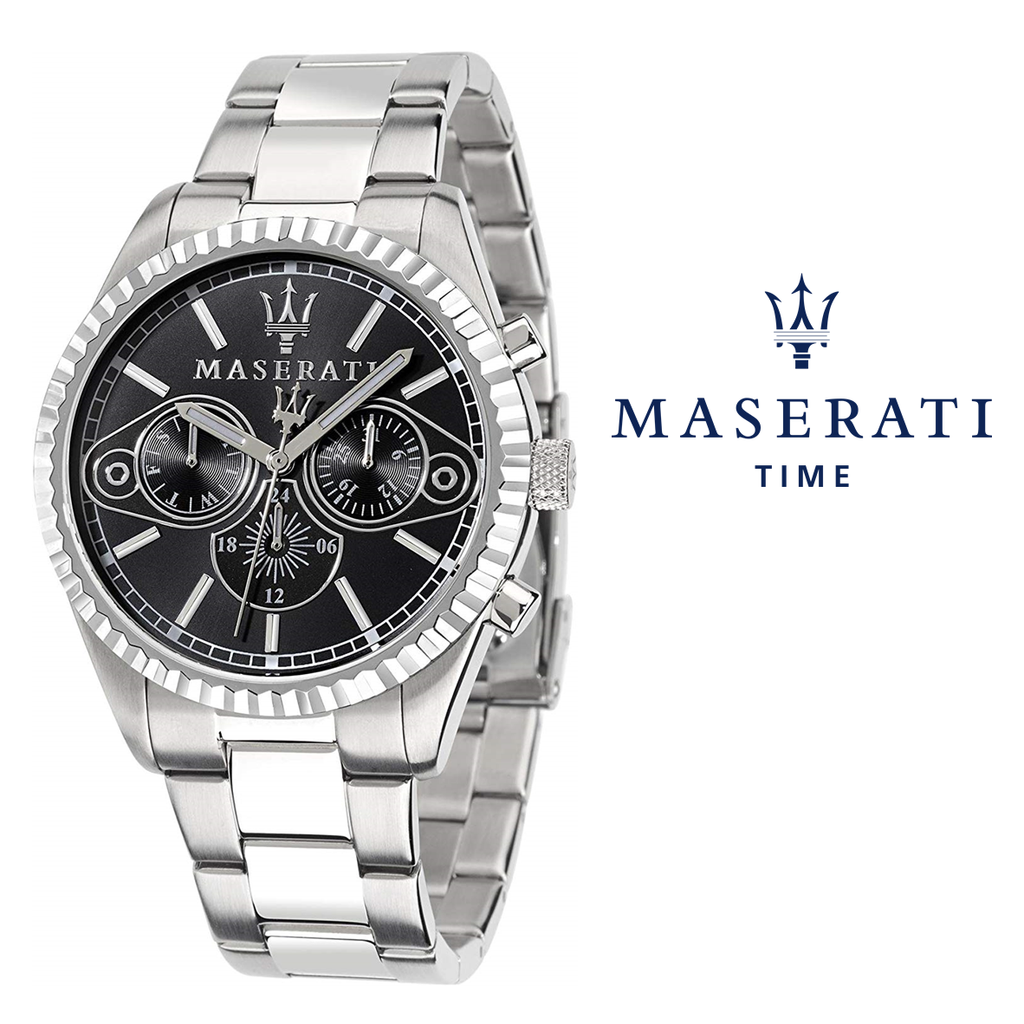 Maserati Competizione R8853100014 Silver Case Black Dial Men's Watch