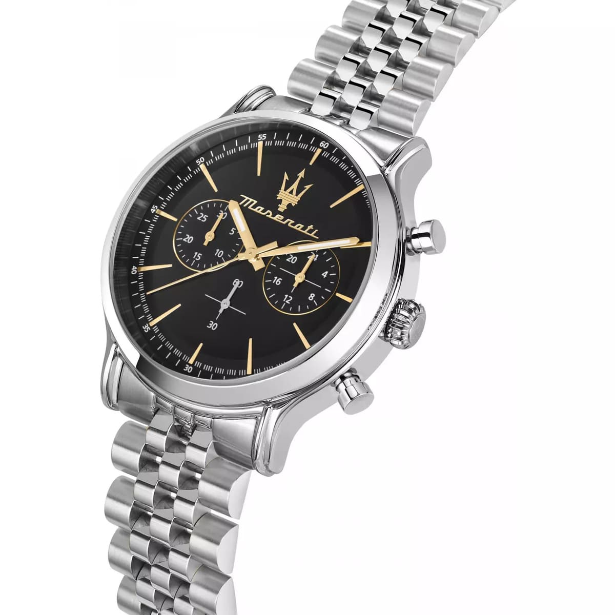 Maserati Epoca R8873618017 Silver Jubilee Bracelet Black & Gold Dial Watch