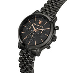 Maserati Epoca R8873618019 Full Black Jubilee Bracelet Rose Gold Accents Watch