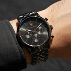 Maserati Epoca R8873618019 Full Black Jubilee Bracelet Rose Gold Accents Watch