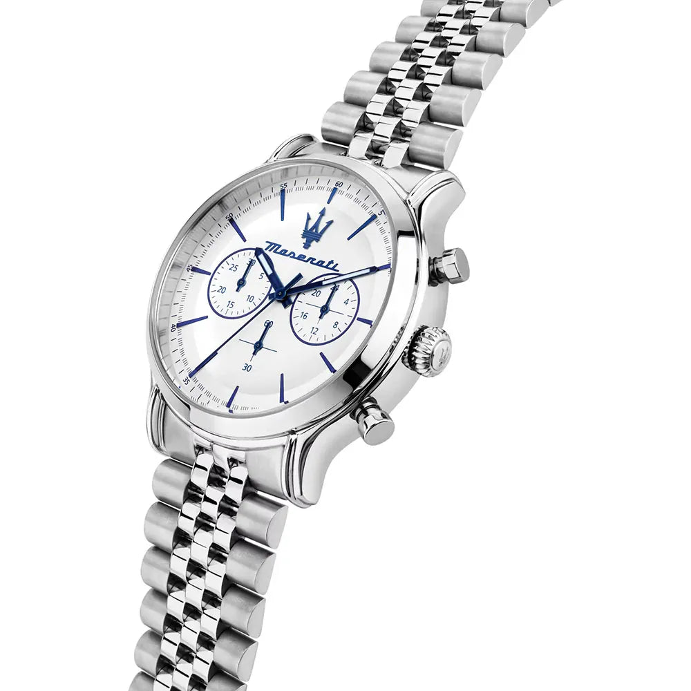 Maserati Epoca R8873618034 Silver Jubilee Bracelet White Dial Men's Watch
