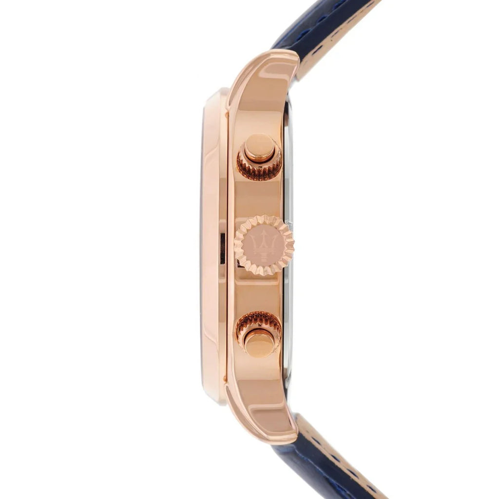 Maserati Epoca R8871618007 Rose Gold Blue Leather Men's Watch