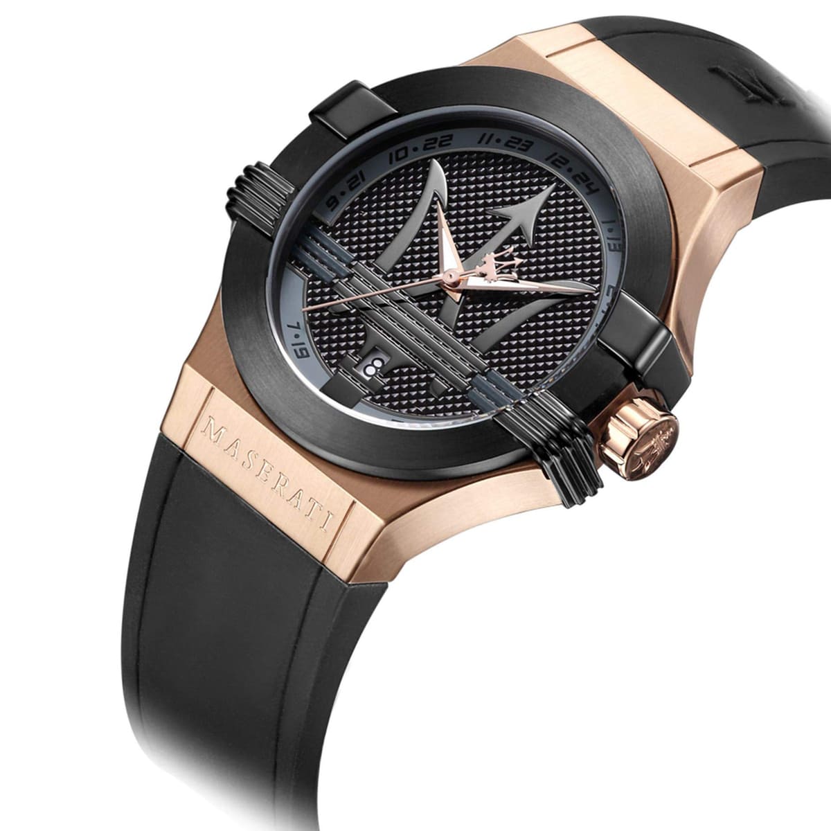 Maserati Potenza R8851108002 Rose Gold & Black Men's Rubber Watch