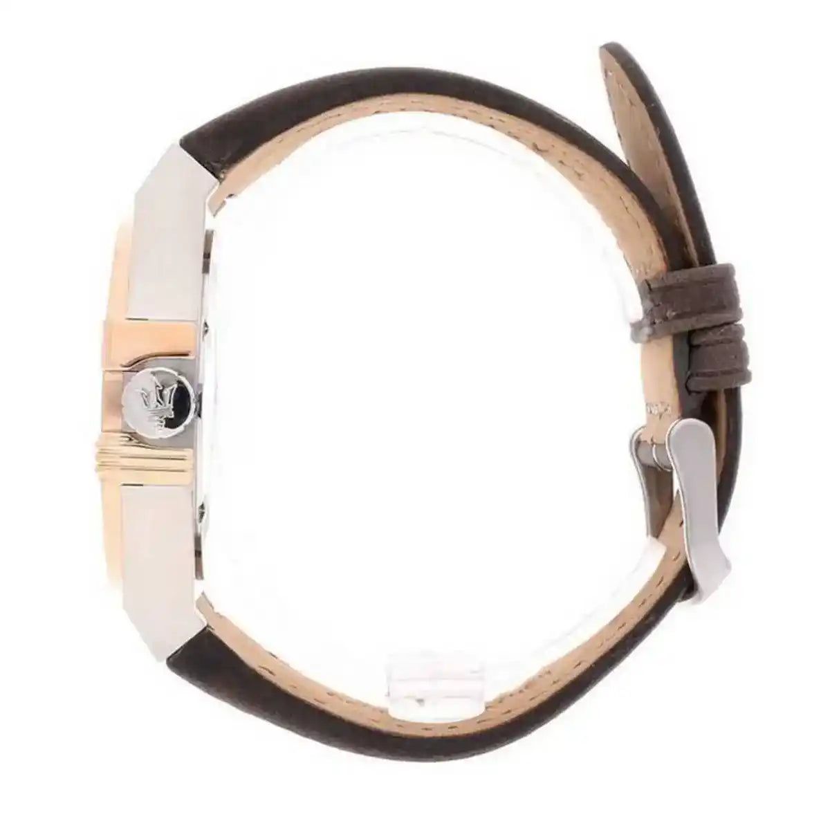 Maserati Potenza R8851108014 Two-Tone Silver Rose Gold Brown Leather Watch