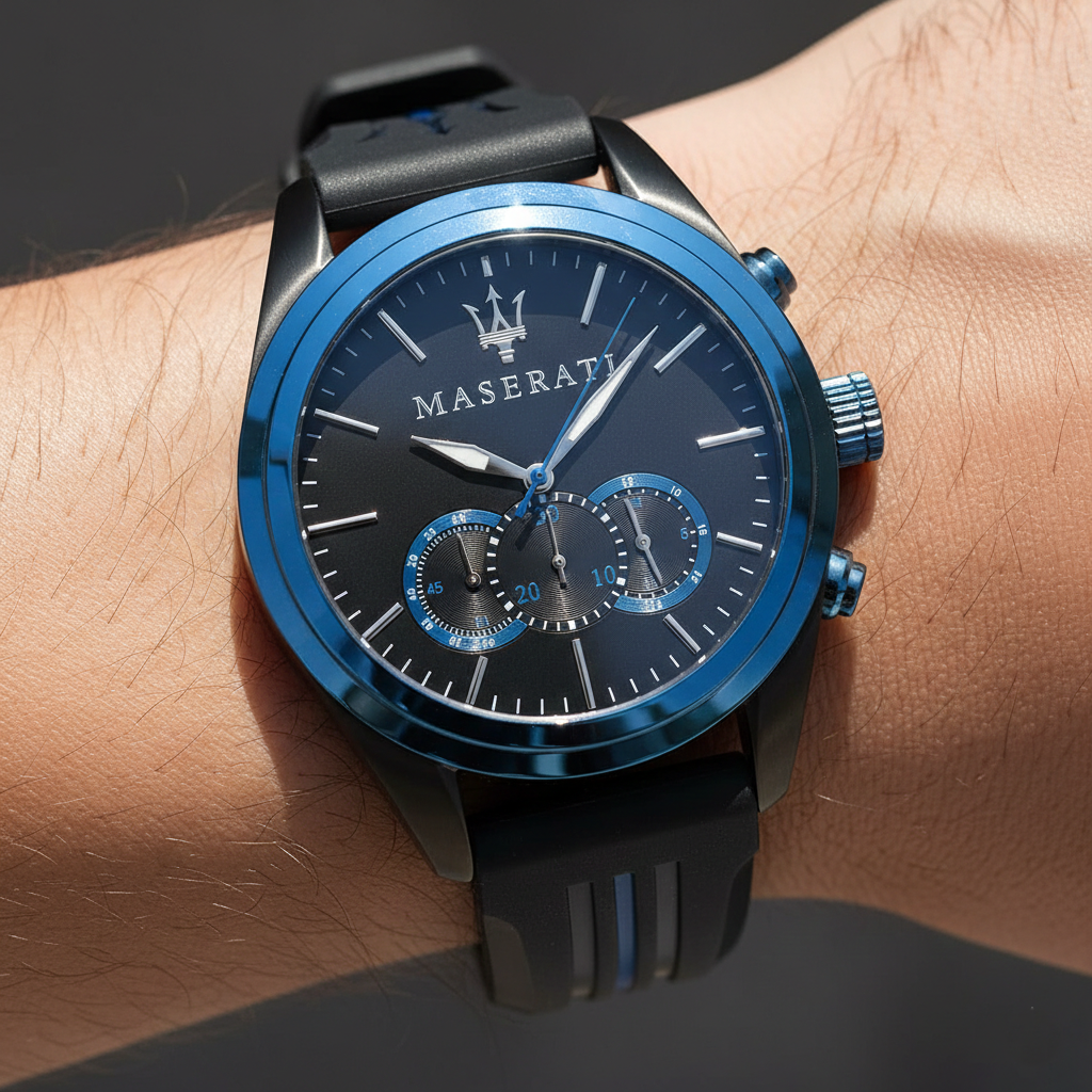 Maserati Traguardo R8871612006 Men's Black Watch Blue Bezel