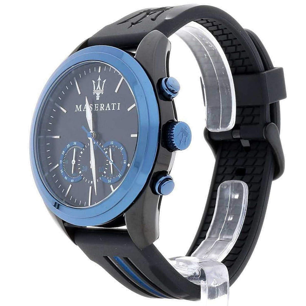 Maserati Traguardo R8871612006 Men's Black Watch Blue Bezel