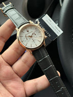 Maserati Epoca R8871618016 Men's Rose Gold Watch with White Dial & Black Leather Strap