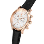 Maserati Epoca R8871618016 Men's Rose Gold Watch with White Dial & Black Leather Strap