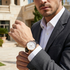 Maserati Epoca R8871618016 Men's Rose Gold Watch with White Dial & Black Leather Strap