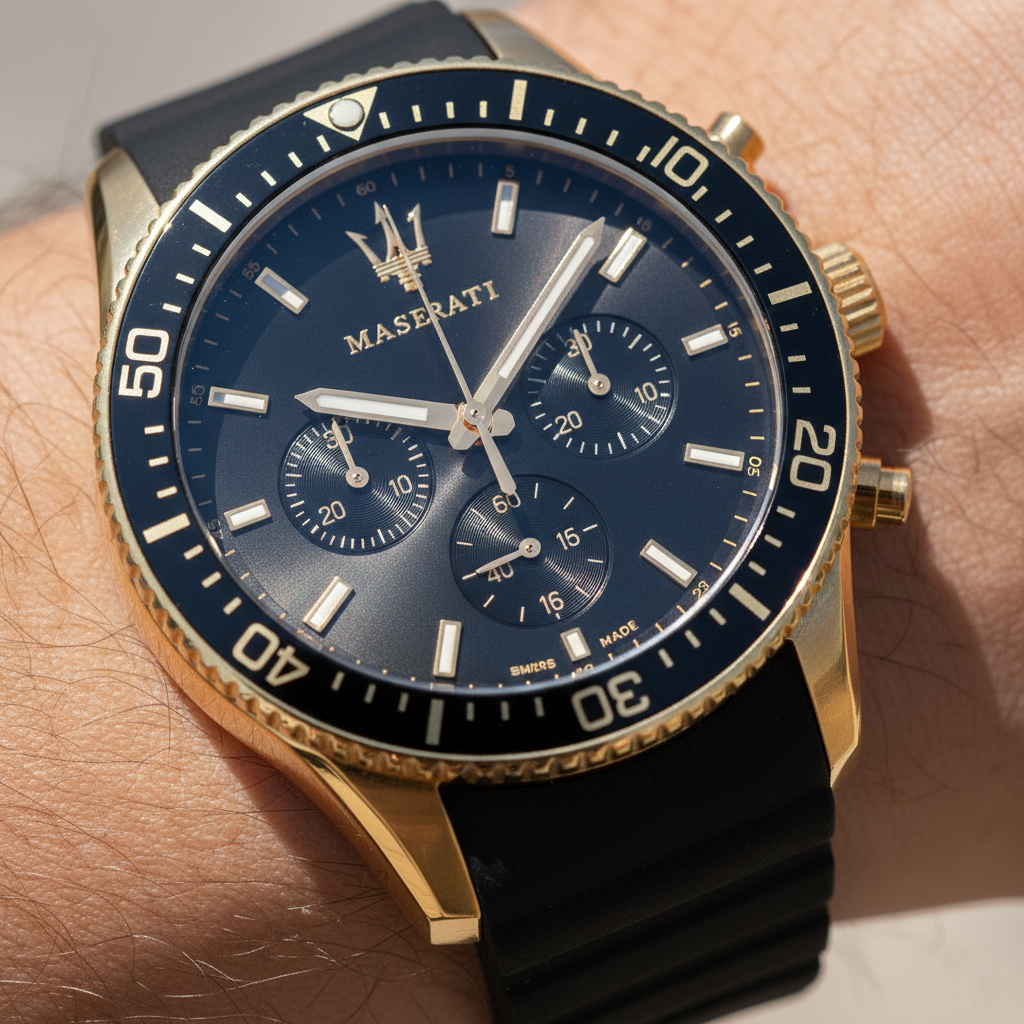 Maserati Sfida R8871640001 Men's Gold Watch Black Rubber