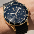 Maserati Sfida R8871640001 Men's Gold Watch Black Rubber