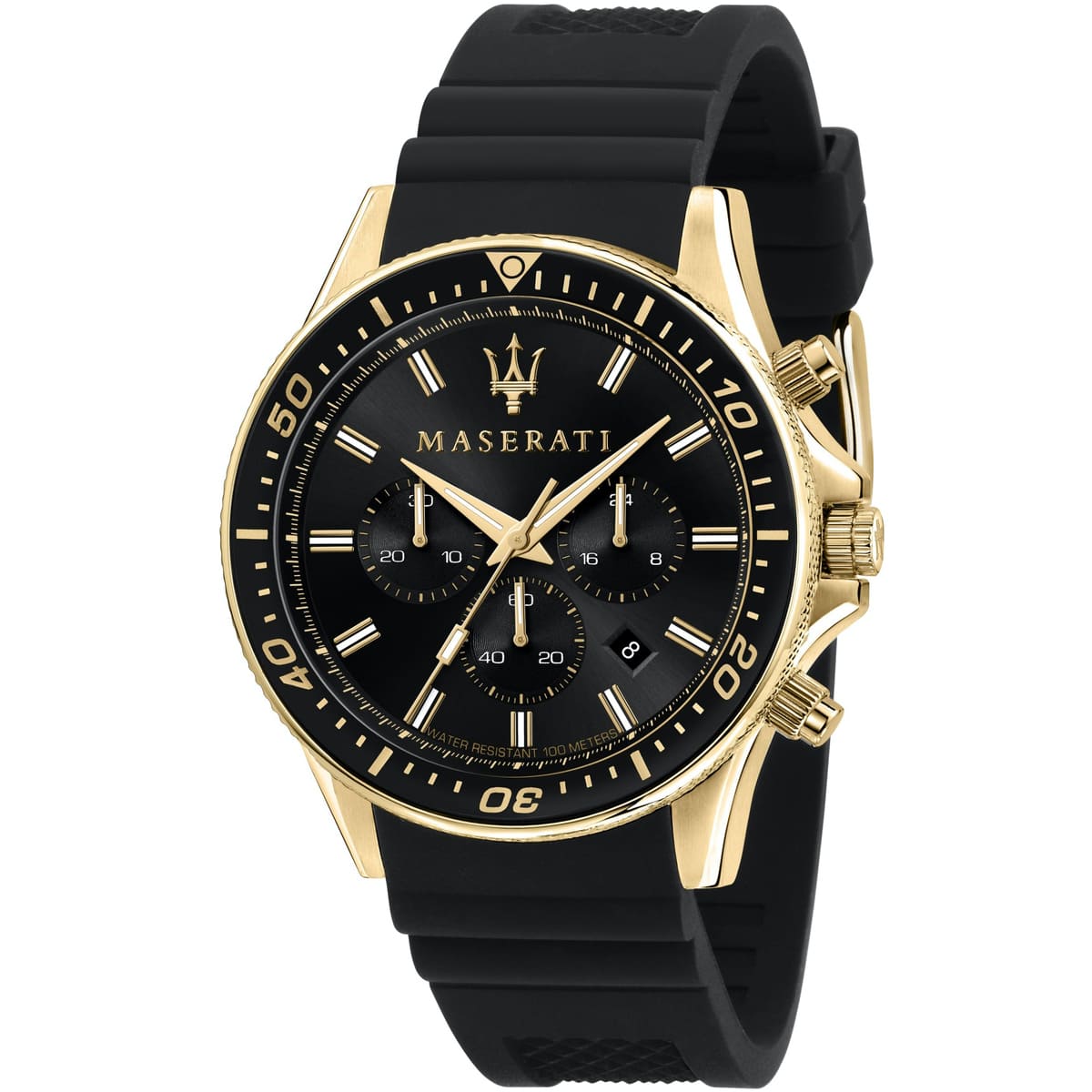 Maserati Sfida R8871640001 Men's Gold Watch Black Rubber