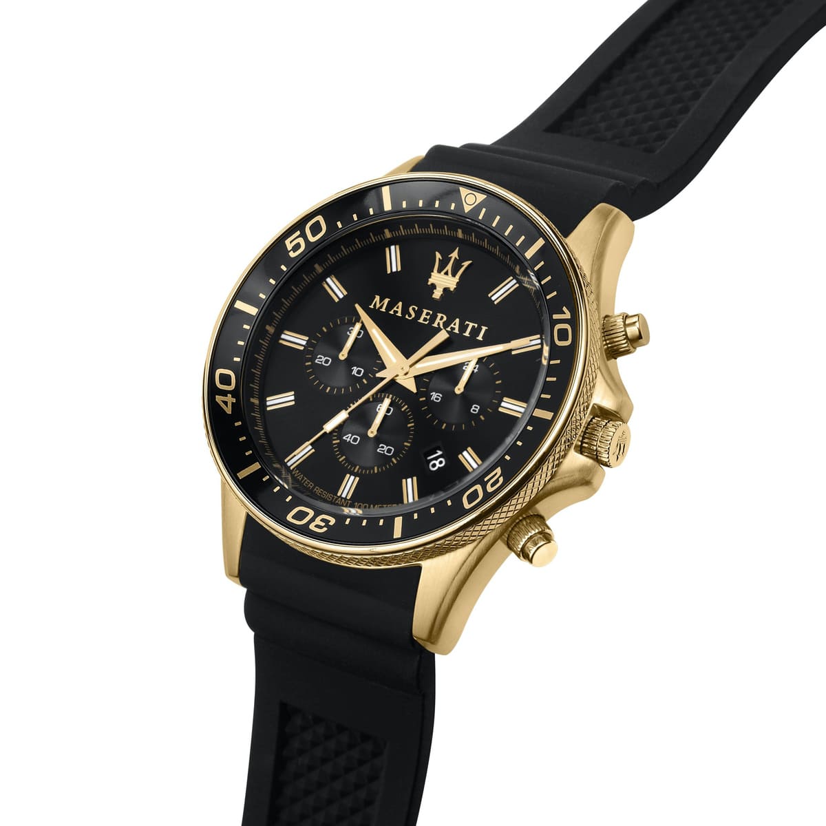 Maserati Sfida R8871640001 Men's Gold Watch Black Rubber