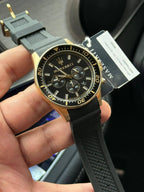 Maserati Sfida R8871640001 Men's Gold Watch Black Rubber