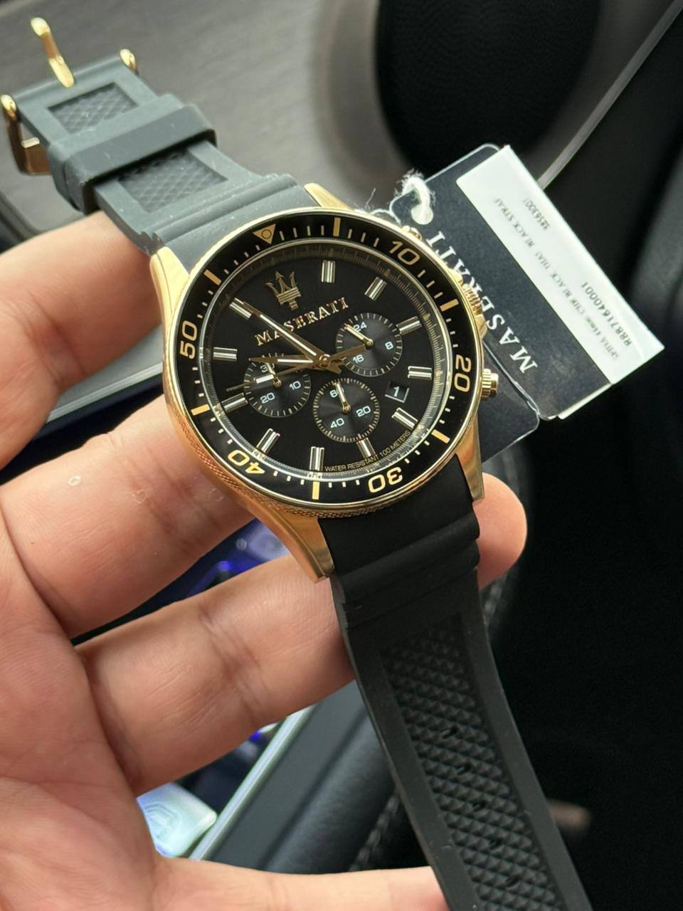 Maserati Sfida R8871640001 Men's Gold Watch Black Rubber