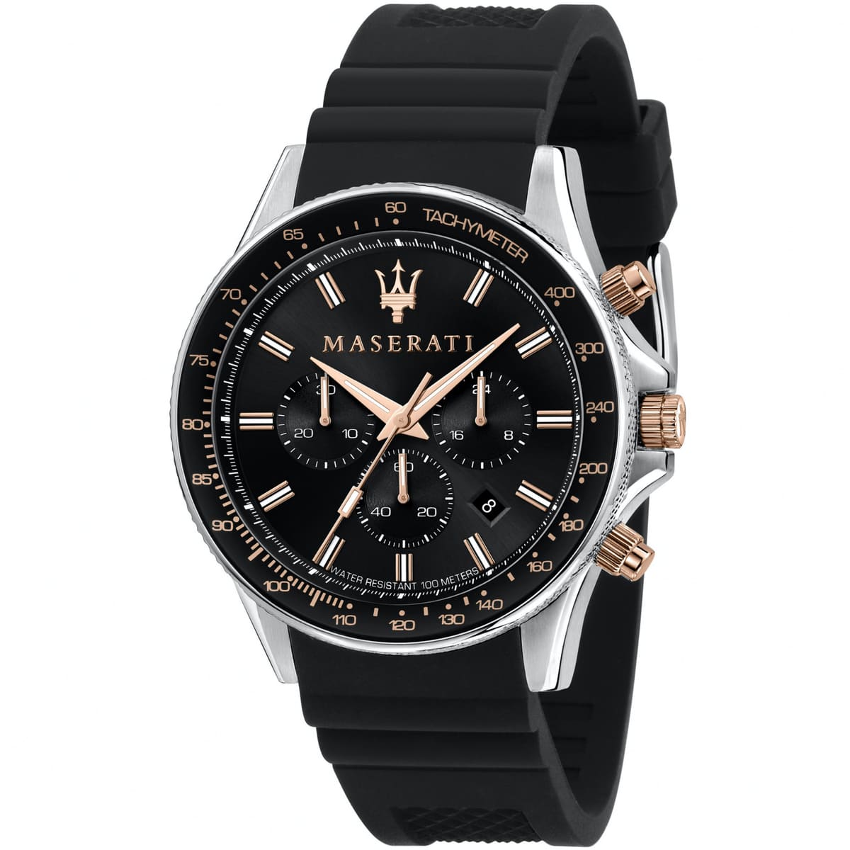 Maserati Sfida R8871640002 Men's Two-Tone Watch Black Rubber