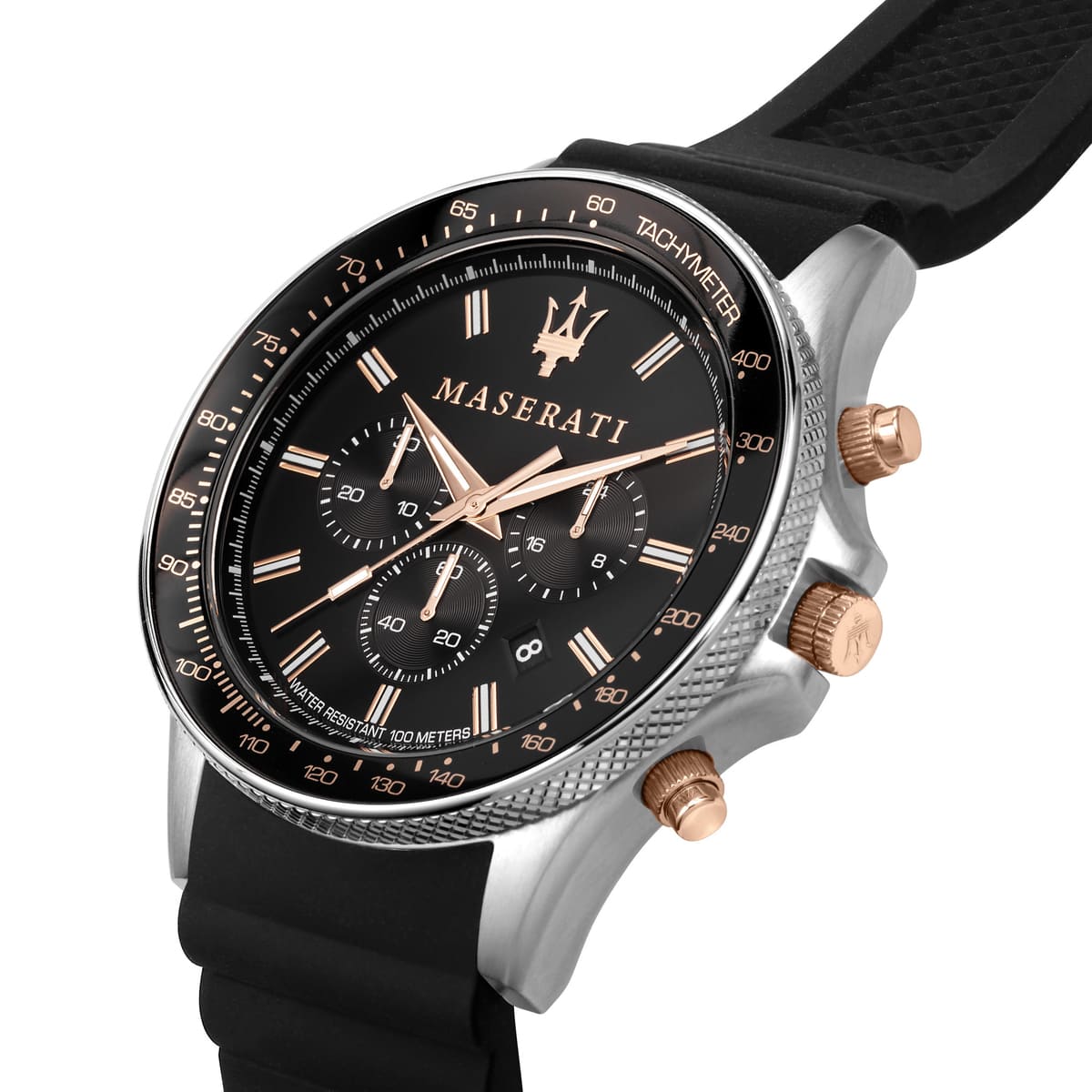Maserati Sfida R8871640002 Men's Two-Tone Watch Black Rubber