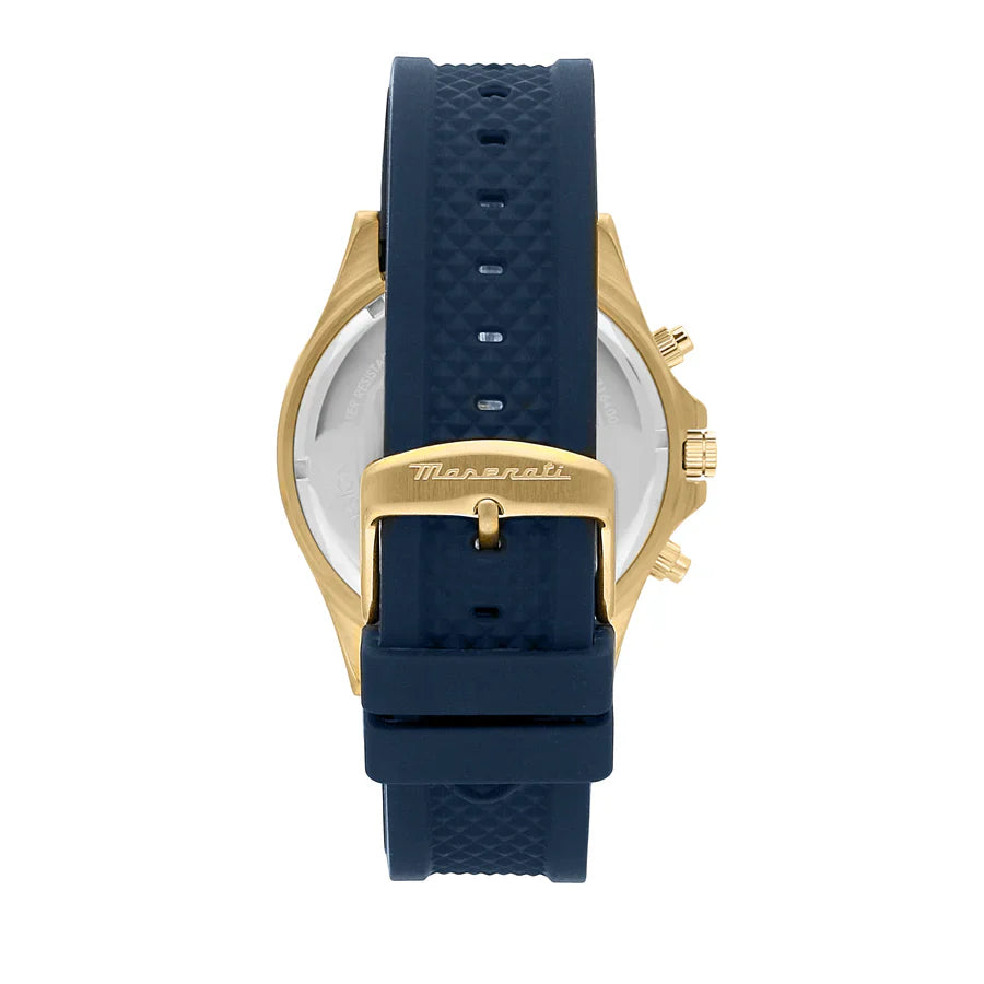 Maserati Sfida R8871640004 Men's Gold Watch Blue Rubber