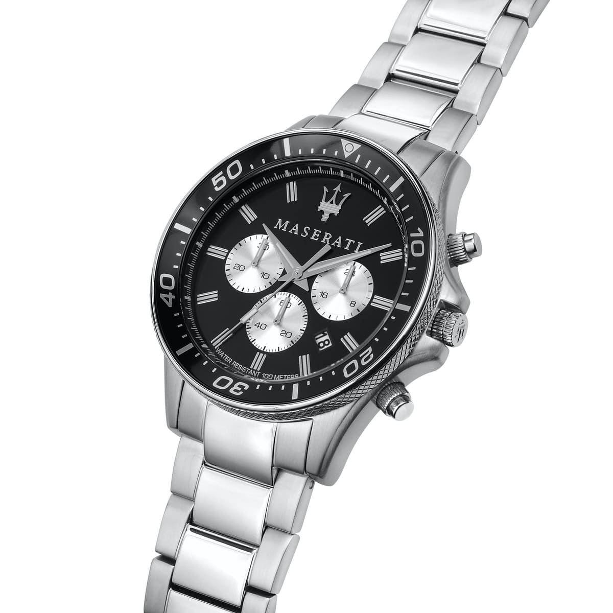 Maserati Sfida R8873640004 Silver Stainless Steel Black Dial Diver Style Watch