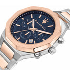 Maserati Stile R8873642002 Two-Tone Silver & Rose Gold Blue Dial Watch
