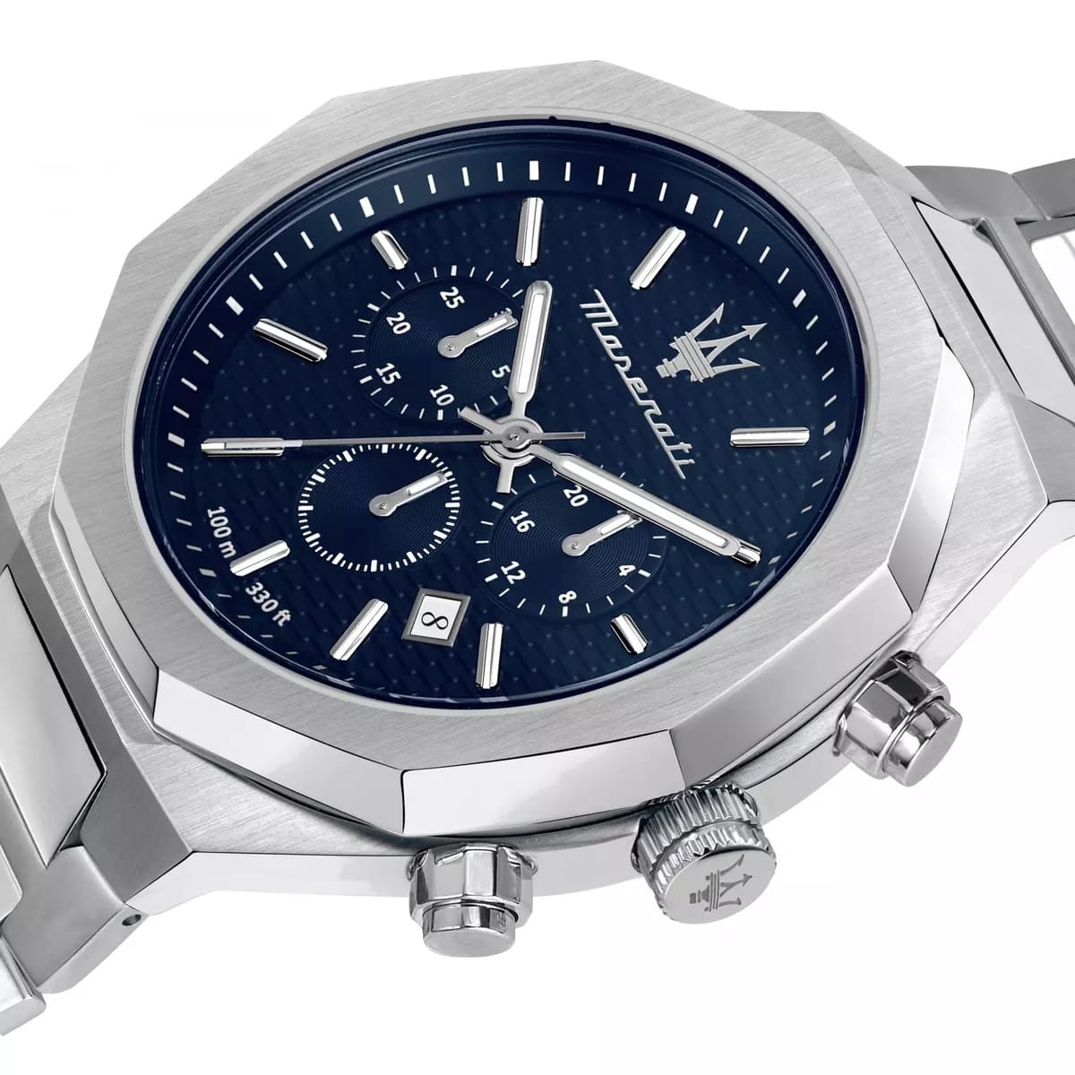 Maserati Stile R8873642006 Silver Case Textured Blue Dial Chronograph Watch
